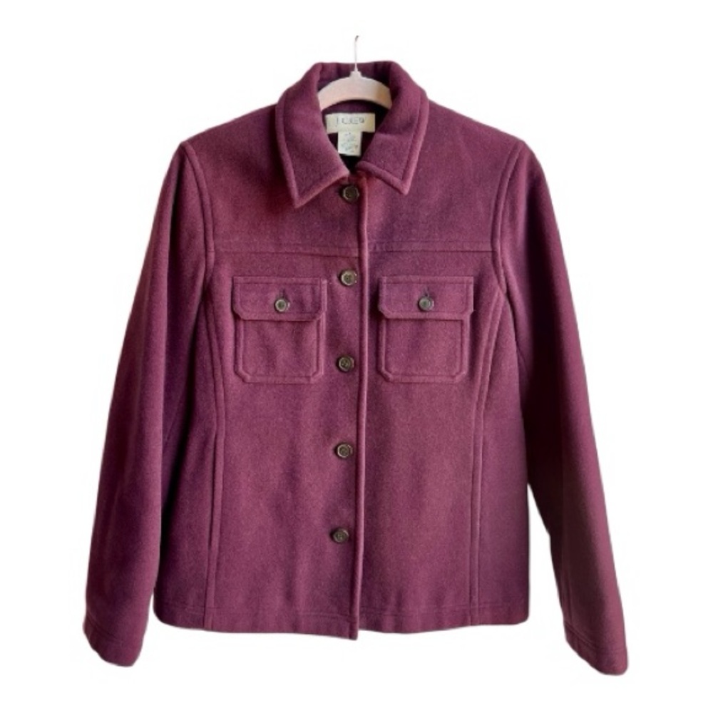 J.Crew Deep purple Wool Blend Top jacket  button down front and pockets 
SzM
